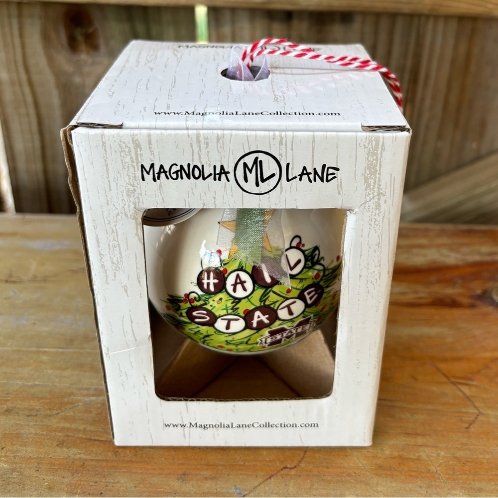 Magnolia Lane Hail State Mississippi State University Hand Painted Ornament New